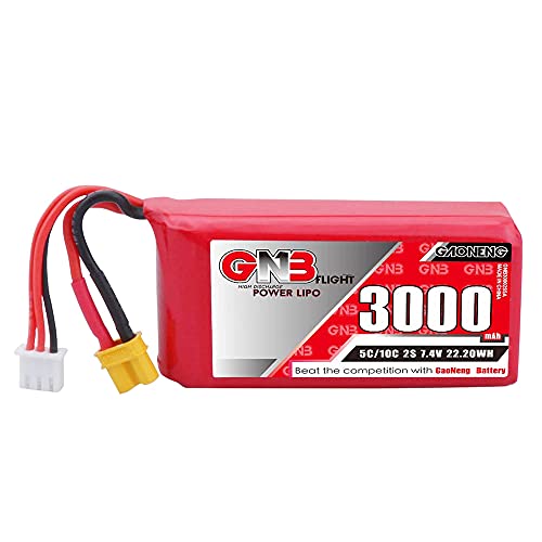 GNB 3000mah 2S Lipo Battery XT30 Plug 7.4V 5C for Radiomaster TX16S Jumper T12 T16 T18 T8SG Remote Control Transmitter Helicopter FPV Drone Quadcopter