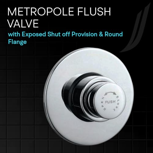 Image of Jaquar Metropole Flush Valve Regular 40mm (Concealed Body) with Exposed Shut-Off Provision & Round Flange - Durable Brass Construction, Easy Installation - Chrome