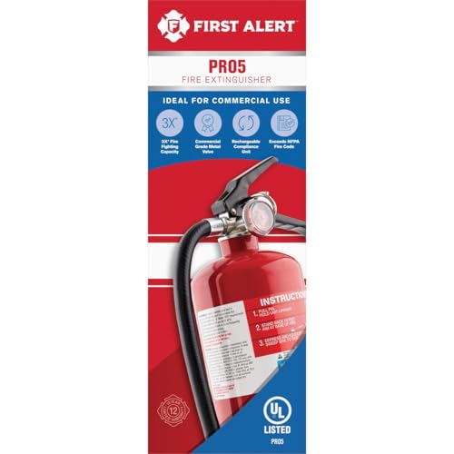 FIRST ALERT PRO5 Rechargeable Heavy Duty Fire Extinguisher, UL RA...