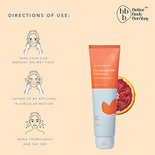 Image of BBB Better Body Bombay Blood Orange Brightening Face Wash (Pack of 3, 100 ml Each) | Vitamin C Infused Daily Cleanser | Refreshing Glow Boost Daily Facewash | Suitable for All Skin Types