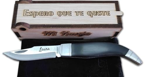 Genérico Navaja Modelo Albacete hoja 7,5cm mango Resina negra POM. Con virolas acero inox y afilada a mano.