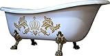 Modell: Deluxe Casa Padrino Pompöös by Luxus Badewanne Deluxe freistehend von Harald Glööckler Weiß/Gold/Weiß 1560mm mit goldfarbenen Löwenfüssen