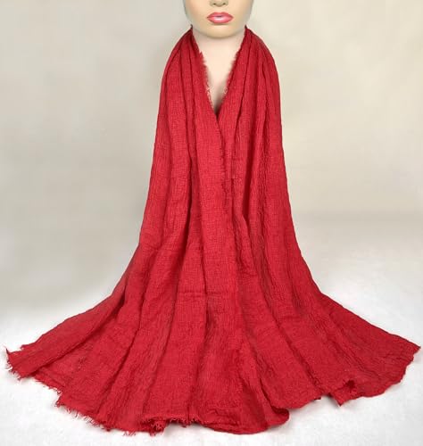 Belsen Women's Cotton Linen Soft Scarf, Gauze Shawl Wrap, 75 x 35 inches, Fashion Hijab2