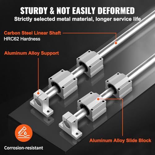 Vevor HTTZ-20MM X 1200MM Linear Rail Slide Sfc20-1200Mm 2 Pcs 47.2 In/1200Mm Sfc20 Guide Rails 4 Pcs Sc20 Slide Blocks 4 Pcs Rail Supports Linear Rails And Bearings Kit thumb #2