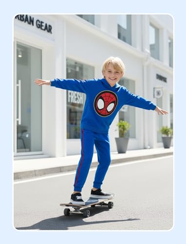Disney 2 Pack Hoodie & Jogger Little Boys' Jersey Sets Spider-Man Sweat Outfit Children Long Sleeve Pullover Tracksuit & Athletic Pants Fall Hooded Streetwear Blue Sweatshirt Leggings Size 5-6 Years - image 7