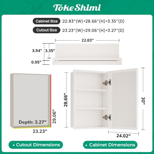 Image of TokeShimi 24 x 30 in Medicine Cabinets for Bathroom, Beveled Mirror