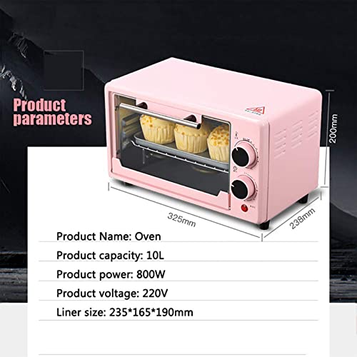 LJXX Mini-oven, pizzaoven, grilloven, oven, huishoudelijk koken, multifunctioneel, automatisch, mini-elektrische oven, convectie, toonbank, broodrooster, oven, roze - Afbeelding 3