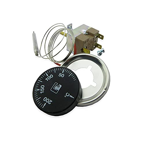 MUNDOCONTROL Thermostat-Set, Regelung 0-200 °C für Fritteuse, EN 60730 2 9: 100.000 Zyklen, inklusive kapillarer Temperaturregler mit doppelter Isolierung ohne Erde