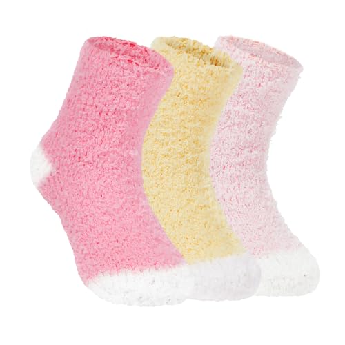 Zando Kids Fuzzy Christmas Slipper Socks - Soft Warm Winter Comfy Fluffy Socks for Girls