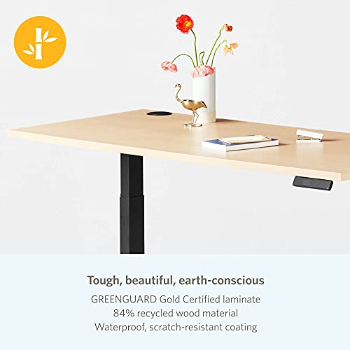 Image of Fully Jarvis Standing Desk 48 inch x 27 inch Walnut Veneer Top - Electric Adjustable Desk Height from 23 inch to 43 inch with Memory Preset Controller (Rectangle, White Frame)