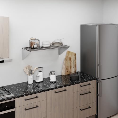 Image of AmGood 14 in. x 36 in. NSF Stainless Steel Tubular Wall Shelf | Heavy-Duty Metal Shelving for Appliances & Equipment | Ideal for Kitchen, Restaurant, Garage, Laundry, Utility Room