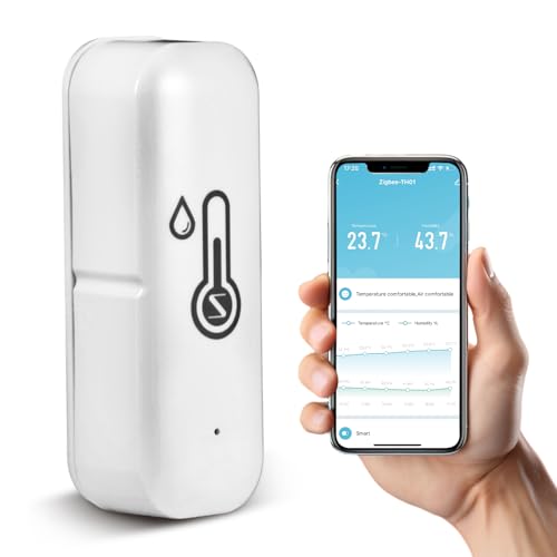 WLAN Thermometer Hygrometer Innen, Digitale Mini Innentemperatur und Feuchtigkeitssensor, mit Remote App Benachrichtigungsalarm, Kompatibel...