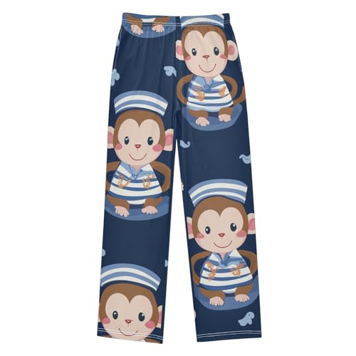 ZZXXB Mariner Monkey Boys Long Pants Soft Trousers Elastic Waist Kids Lounge Bottoms with Pockets S-XL