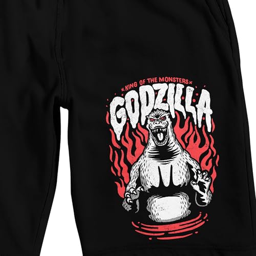 Godzilla Classic Flames Men's Black Sleep Pajama Shorts2