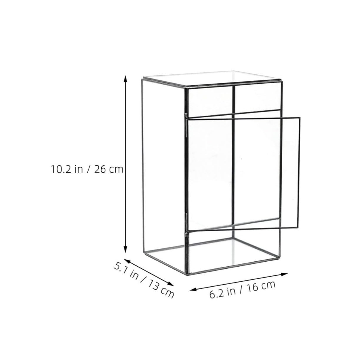Terrario de Vidrio Geométrico Negro para Plantas, Mesa Decorativa | Caja Vacía para Paisaje Diy, Estructura de Vidrio y Estaño, Estilo Simple y Artístico