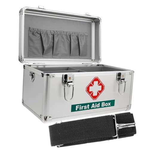 KOMBIUDA Organizador De Primeiros Socorros Caixa caixa de remédios caso médico de emergência estojo de armazenamento kit primeiros socorros maleta de remédios com alça Metal kit médico