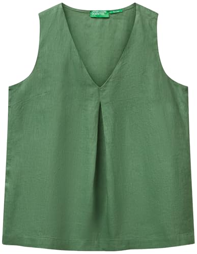 United Colors of Benetton Blusa 5BMLDQ06W Camicia, Verde, S Donna