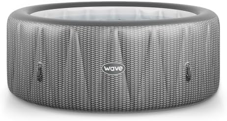 WAVE Atlantic Inflatable Hot Tub | Round Outdoor Spa | Integrated Eco Heater | 110-130 AquaBubble™ Massage System | FrostFree Anti-Freeze | Quick Setup | Gray Rattan | 6 Person | Standard