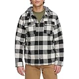 Picture of Levi's Men's Plaid Sherpa Lined Hooded Shirt Jacket (Regular & Big & Tall Sizes), White Black Buffalo Plaid, 3X