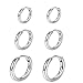 Sterling Silver Hoop Earrings- 3 Pairs of Hypoallergenic cartilage earring hoop Small hoop Earring for Women Men (8mm 10mm 12mm)