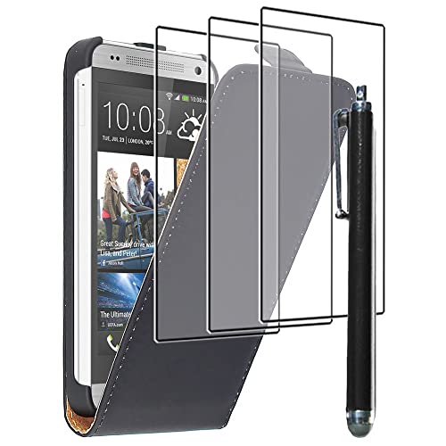 ebestStar - Coque Compatible avec HTC One Mini Etui Housse PU Cuir Rabat Ultra Fin (Ultra Slim Case) + Stylet + 3 Films d'écran, Noir