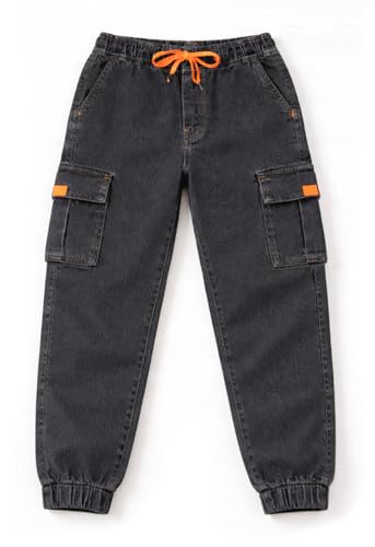Image of Bold N Elegant Comfy Kid's Trendy Cool Print Washed 6 Pocket Denim Elasticated Jeans Joggers Pant for Baby Boys Girls
