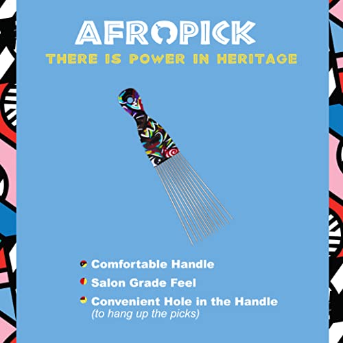 Afropick Metal Peine para Cabello Rizado Negro miniatura 4