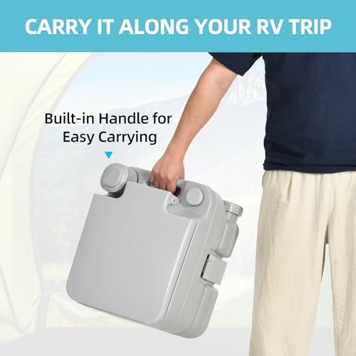 Image of YITAMOTOR 3.17 Gallon Portable Toilet for Camping, RV Travel Potty with Press Flush Pump, Leak-proof Seal Ring for Travel, Boating, Hiking, Trips