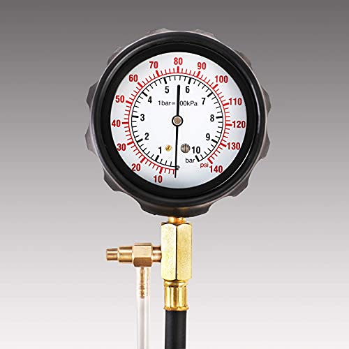 Ystool Fuel Pressure Tester Gauge Kit 140Psi Automotive Engine Injector Pump Test Gasoline Gas Injection Manometer Tool Set With Inline Fitting Schrader Adapter For Auto Car Motorcycle (Blue Case) #TOP7