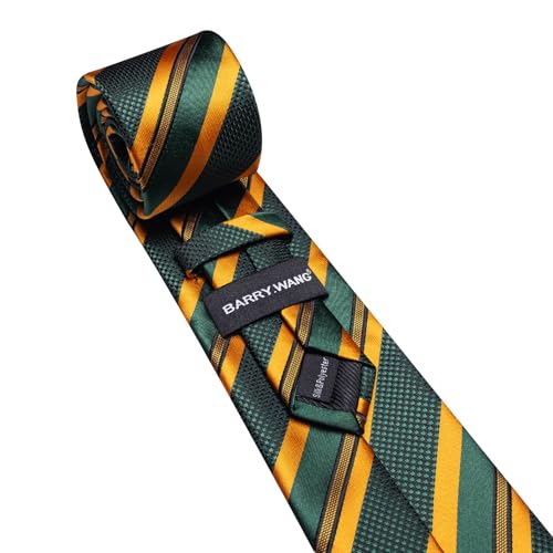 Image of Barry.Wang Mens Tie Set Plaid Check Neckties Formal Business Wedding Luxury Pocket Square Cufflinks