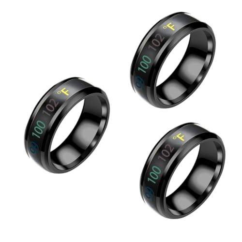 SOIMISS 3 Pz Anello Di Coppia Sensibile Anello a Fascia in Acciaio Anelli Di Temperatura Per Gli Uomini Anelli Intelligenti Da Uomo Anello Per Uomo Moda Uomo Temperatura Dell'anello