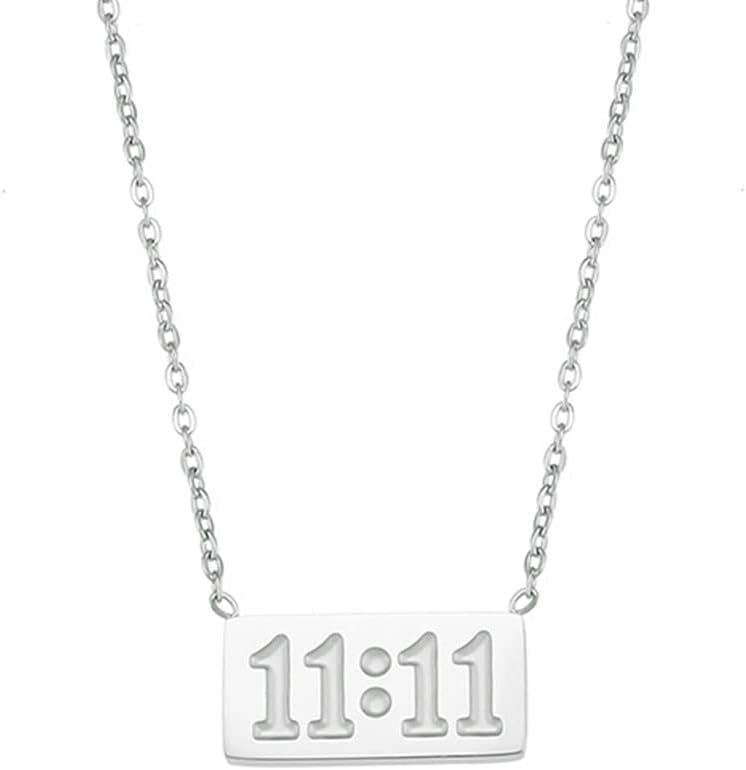 Angel Number 1111 Necklace for Women Stainless Steel Bar Pendant Lucky Numerology Jewelry