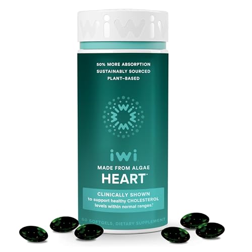 Image of Iwi Life Heart Omega-3, 60 Softgels (30 Servings), Vegan Plant-Based Algae Omega Fatty Acids + EPA, Heart Health Support Dietary Supplement, Krill & Fish Oil Alternative, No Fishy Aftertaste