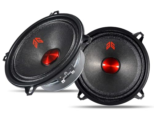 Gaooger MX52P1 Midrange Loudspeaker 5' Red Dust Cap, 160W Max, 4 Ohms, Premium Quality Audio Door Speakers for Car or Truck Stereo Sound System, Black (2 Speaker)