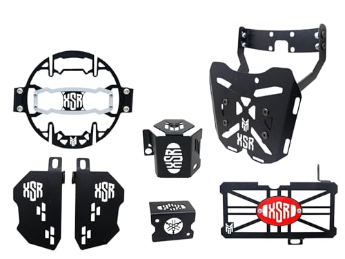 Image of Combo Kit Include Headlight Grill | Luggage Rack Plate Foot Rest | Oil Caps with Branded Design Compatible For Yamaha XSR 155 Motorcycle Combo Kit Stability and Rust-Resistant XSR 155