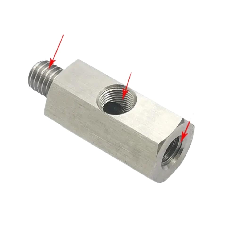 Oil Pressure Tee Adapter M10x1.0 to M10x1.0 with 1/8 NPT Female Side Holes for Turbo Supply Feed Line Gauge
