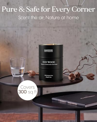 Image of M&SENSE Oud Wood Large Scented Candles Natural Soy Wax, 21.2oz Long Lasting Up to 120 Hours Burning Time, Unique Candle Gifts for Men Women