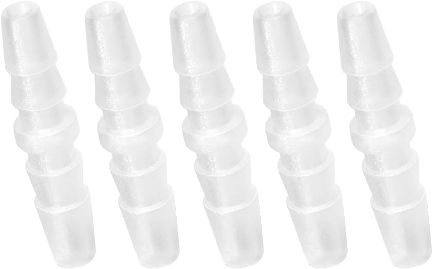 Quickun Plastic Hose Barb Fitting, 1/4" x 1/4" Barbed Splicer Mender Joint Adapter Union Fitting (Pack of 5)