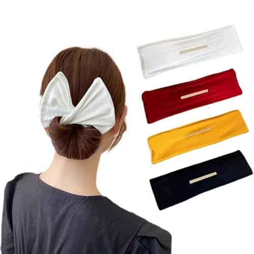 Katartizo 4 Pieces Deft Hair Bun Maker Hair Bun, Flexible Donut Hair Bun French Hairstyle Twister Hair Accessories for Women Girls