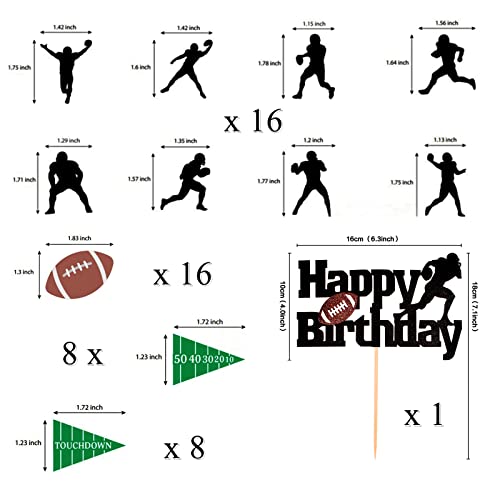 Jodie 48 Pcs Football Cupcake Toppers Happy Birthday Football Party Decorations Rugby Sports Themed Football Cupcake Liners Rugby Players Cake Topper Birthday Party Cake Decoration, Black,Brown #TOP1