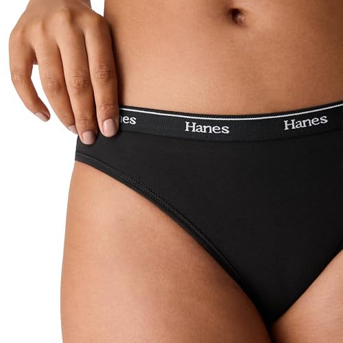 Image of Hanes Women's Originals Bikini Panties, Breathable Stretch Cotton Underwear, Assorted, 6-pack