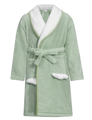 JiAmy Peignoirs pour filles en polaire de corail - Flanelle douce et pelucheuse - Robes de maison pour enfants douces et pelucheuses - Vêtements de nuit -...