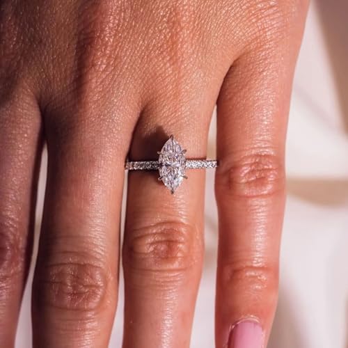 10K 14K 18K Gold 1-3 Carat Marquise Cut Moissanite Engagement Rings for Women D Color Moissanite Marquise Promise Wedding Ring for Her Size 3-154