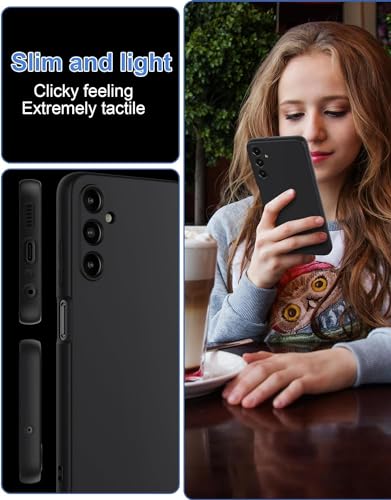 Image of DIZORO Microfiber Candy Case Compatible for Samsung A15 5G Smooth Touch Cushion Liquid Soft Silicone Gel Rubber Phone Cases Non-Slip Full Body Protective Shockproof Back Cover (Black)