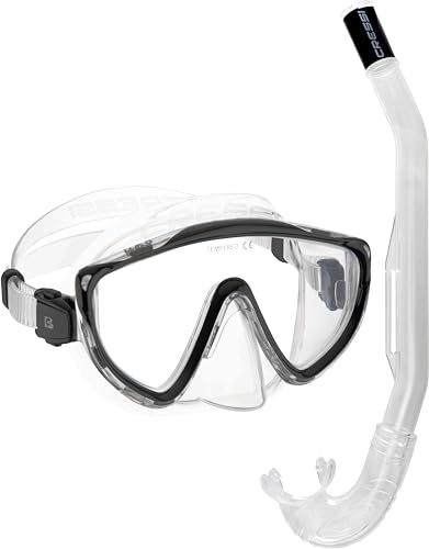 CRESSI Tino & Island 2.0 Clear/Black - Conjunto de Snorkel Máscara Tino y Tubo Island 2.0, Transparente/Negro, Talla Única, Adultos