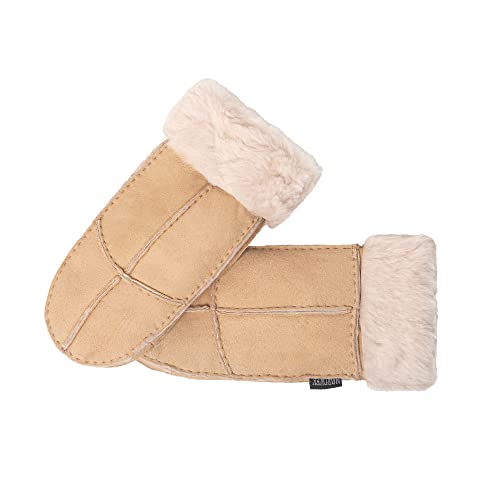 Nordvek Damen Fausthandschuhe aus 100% echtem Schaffell # 308-100 (Beige)