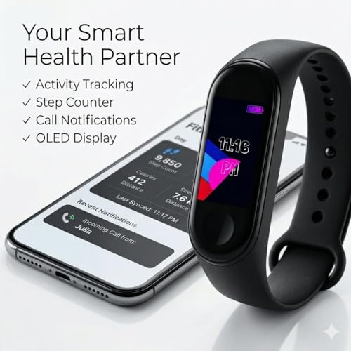 Image of Mabron Smart Fitness Band with Activity Tracking, Step Counter, Call & Message Notifications, Touch Display, Bluetooth Connectivity for Daily Fitness and Exercise