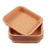 Riefie 6 Pack of 7.6 Inch Resin Plastic Square Plant Pot Saucer, Heavy Duty Sturdy Drip Trays for In