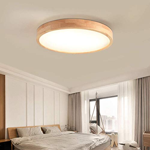 Plafonnier LED dimmable LANMOU en bois de 50cm, lampe de plafond réglable pour salon 36W