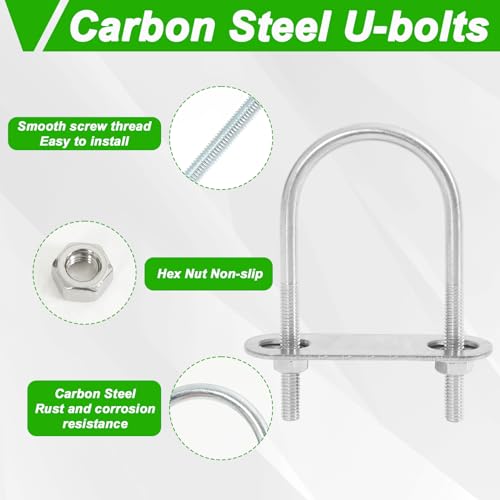 Image of 18 Sets Round U Bolts 1.34 inch(34mm) Inner Width 75mm Length Zinc Plated Steel M6 with Nut, Plate, Washer